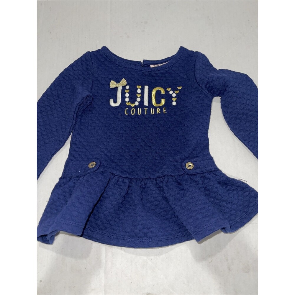 JUICY COUTURE Toddler Girls Long Sleeve Shirt Blue Size 3T Embroidered Top Mm71